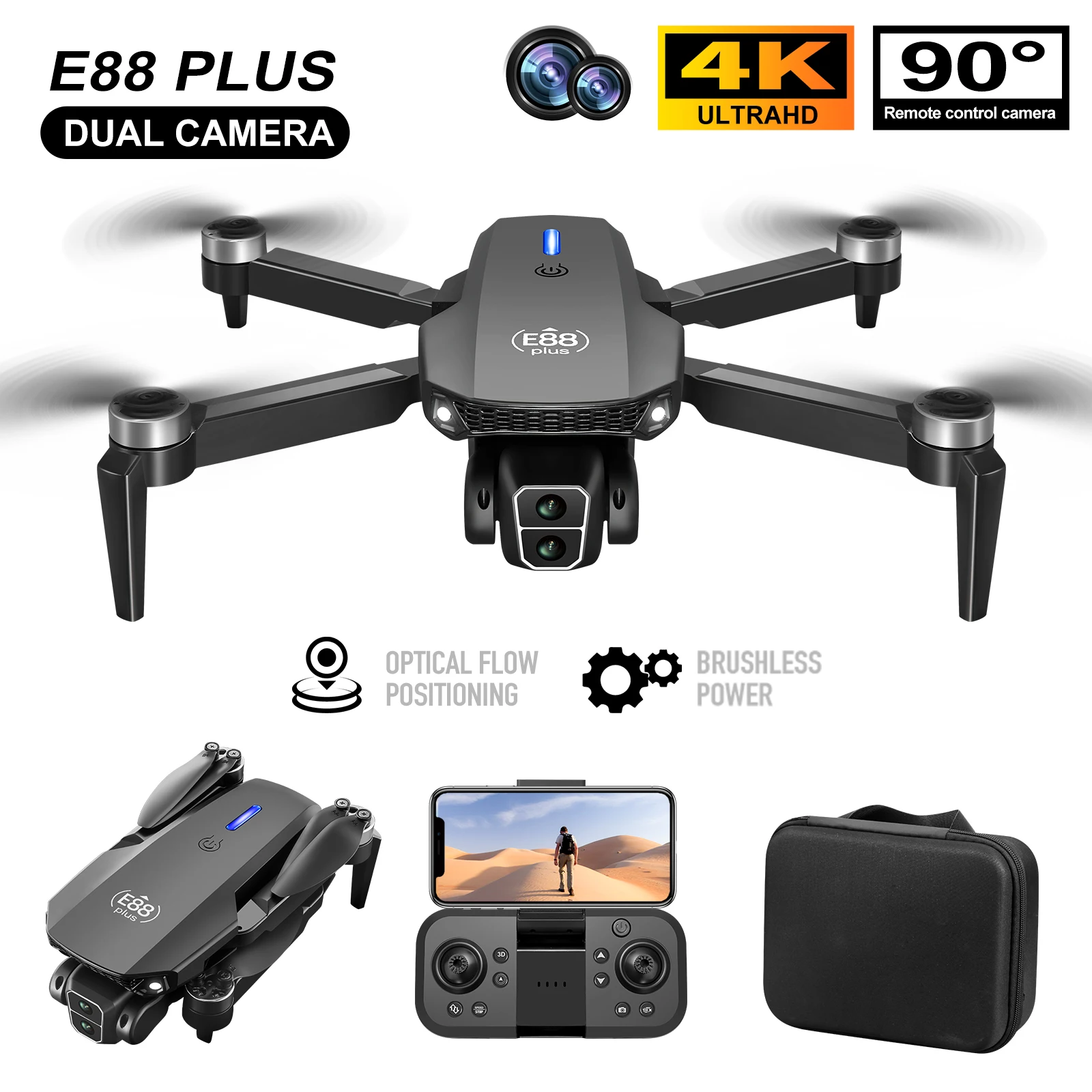 Nuevo Dron cuadricóptero E88 P - Rc Helicopter Case reseña y precio